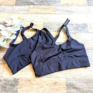 Natori impulse black unlined wirefree low support sports bra bundle M NWT/EUC